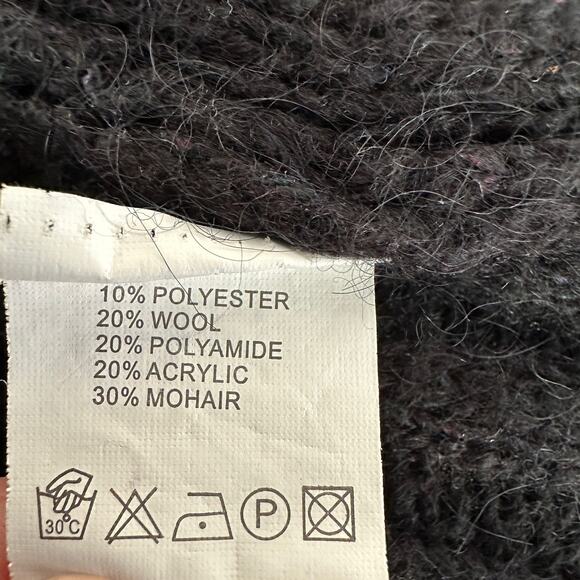 Vintage Y2K Forla Paris Mohair Wool Black Cardigan Steampunk Goth Victorian LRG - Picture 12 of 14